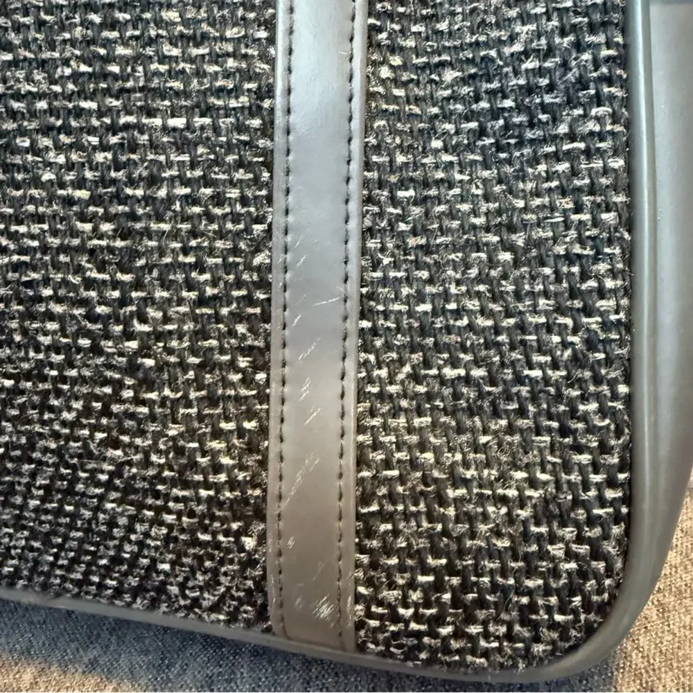 Vintage 90s Oscar de la Renta Men’s Gray Tweed Travel Carry On Bag